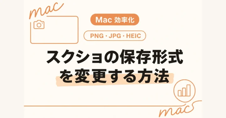 Mac 効率化｜PNG・JPG・HEIC：スクショの保存形式を変更する方法 のアイキャッチ