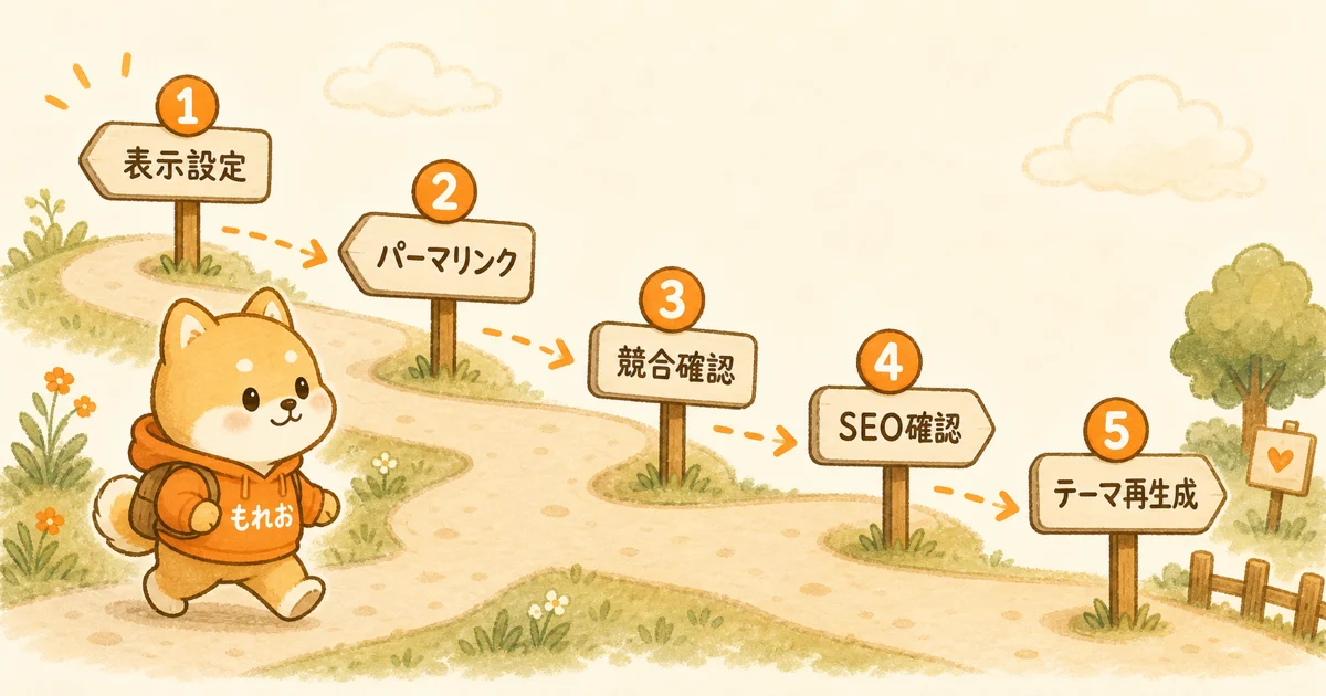 wp-sitemap.xmlが404になった時に試す切り分けの順番を示した図