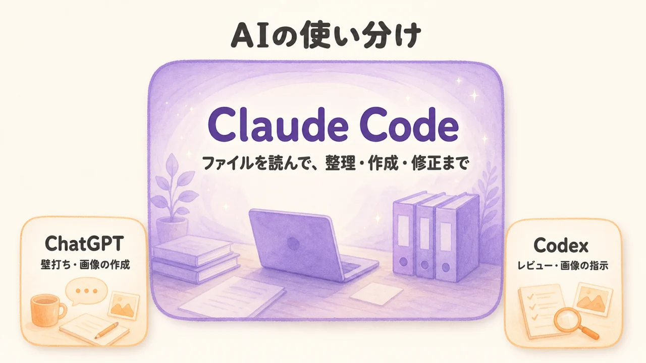 Claude Codeを中心に、ChatGPTとCodexを補助的に使う