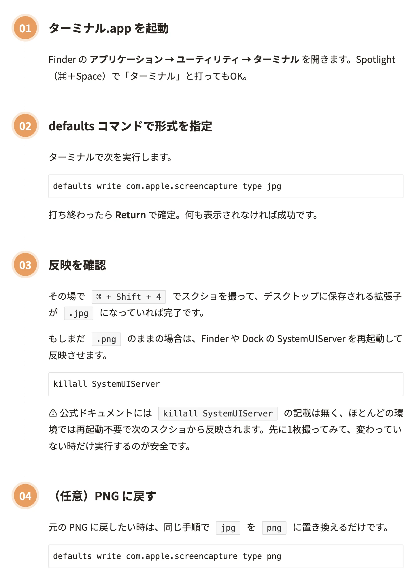 SWELLのステップ:番号を丸バッジに